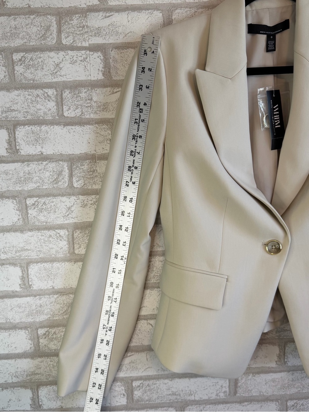 WHBM One Button Blazer Ivory Pumice Jacket NWT Women’s Size 0 Career Chic Coat - Picture 15 of 15